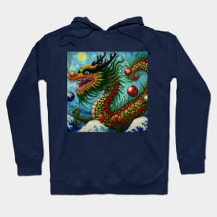 Chinese Christmas Dragon Pastel Art Hoodie